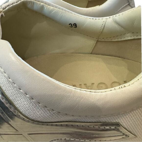 NEW HOGAN Women's Italy Side Web Pull On Canvas Leather White Sneakers 39  9 - Picture 7 of 8